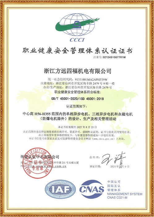 職業(yè)健康安全管理體系認(rèn)證證書